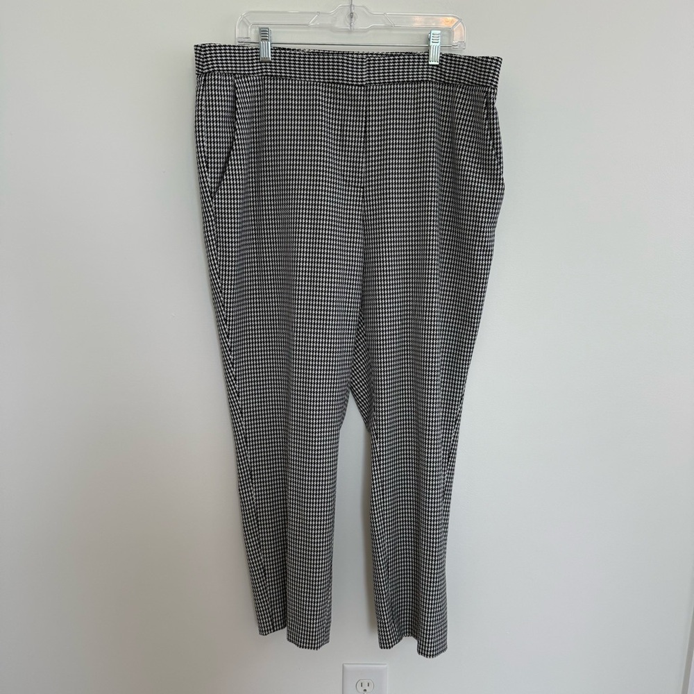 Preston & York Pants Women 16 Casual Pockets Houndstooth Pattern Black White - Picture 2 of 10